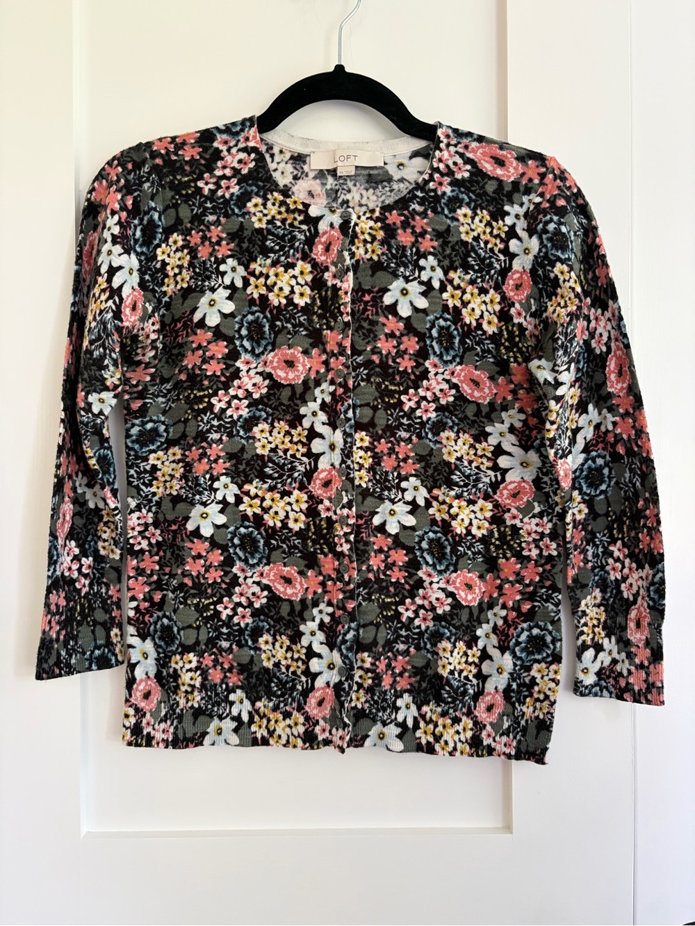 LOFT Women’s Floral 3/4 Sleeve Cardigan Size XS